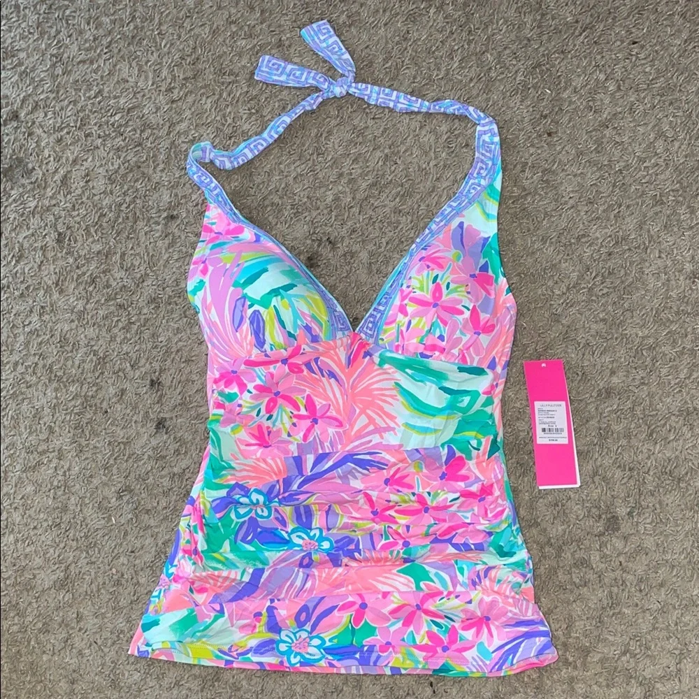 Lilly Pulitzer Bliss Halter Tankini in Pastel Pink Blue Floral - Picture 12 of 12